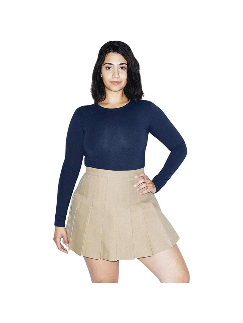 American Apparel Tan Pleated Tennis Mini Skirt Y2K Academia Preppy Small - Picture 3 of 9